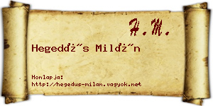 Hegedűs Milán névjegykártya