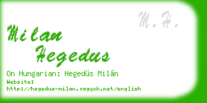 milan hegedus business card